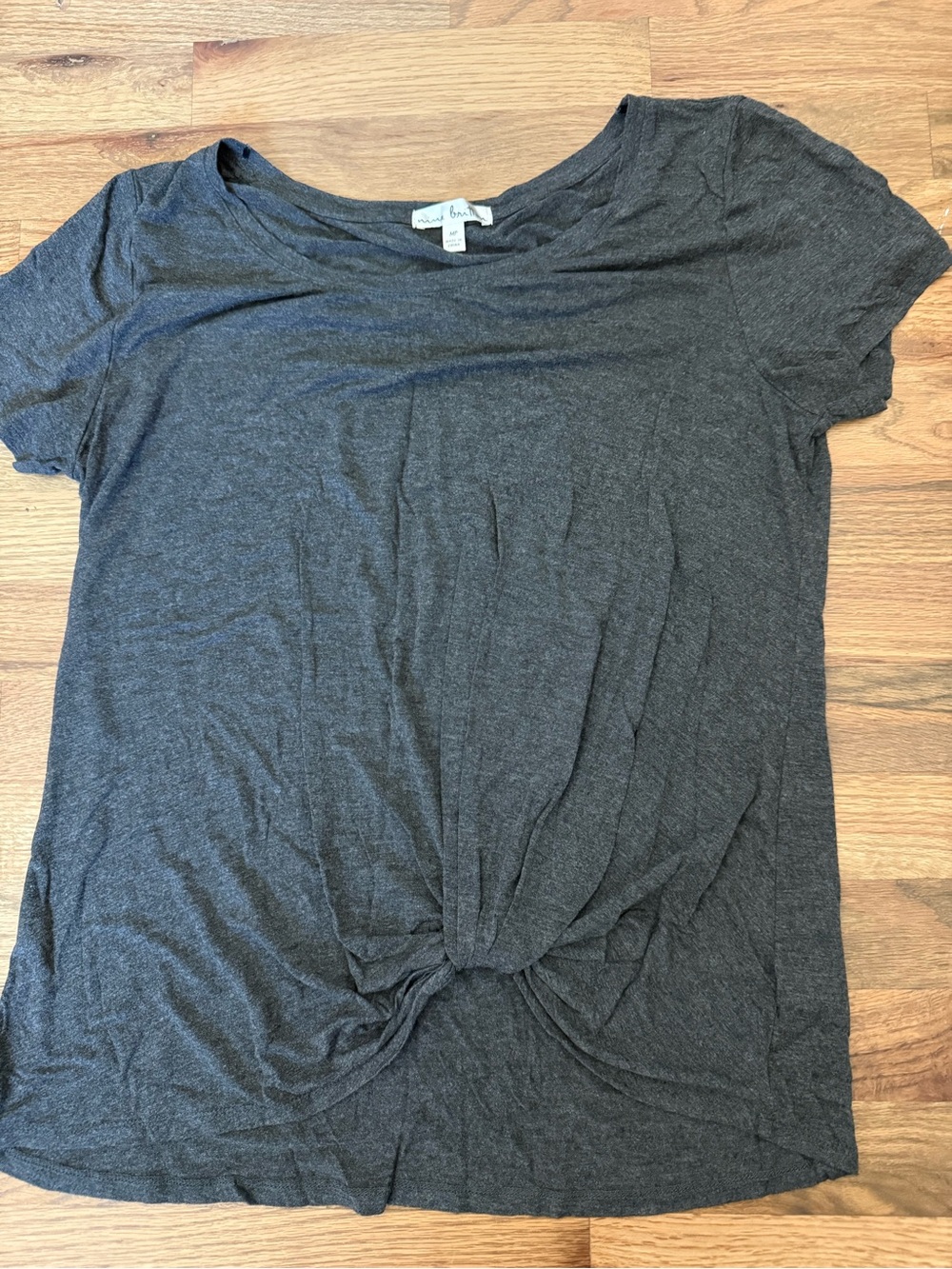 nine britton Charcoal Twist-Front Short Sleeve Tee